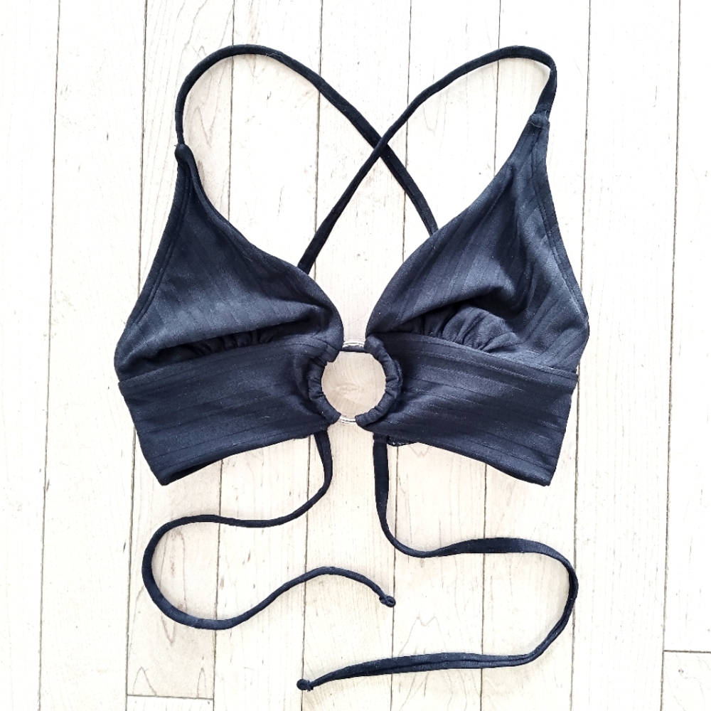 2 for $30! Xhilaration Triangle Bikini Top With Gold O Ring in the Center - Picture 5 of 5